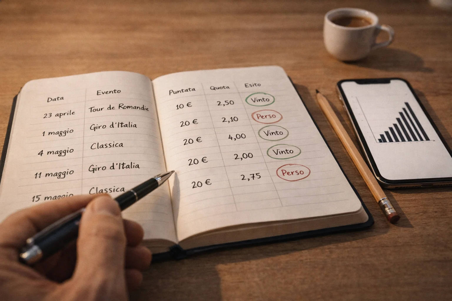 Gestione del bankroll per scommesse ciclistiche con appunti e piano di staking
