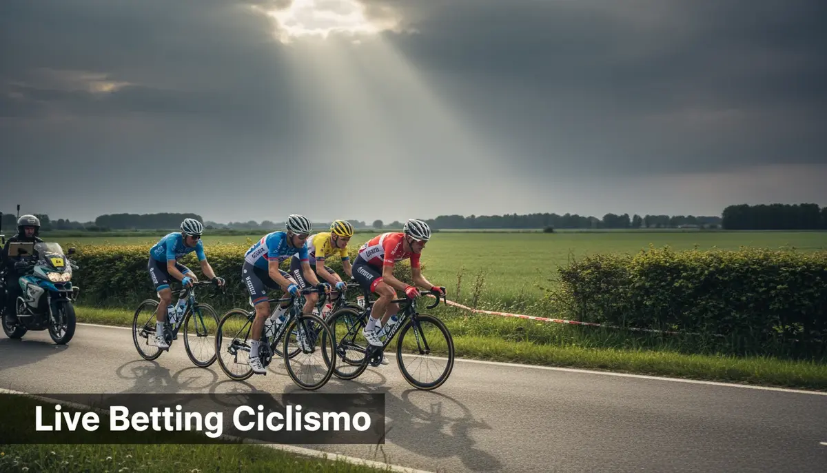 Gruppo di ciclisti in fuga durante una tappa in diretta su strada europea